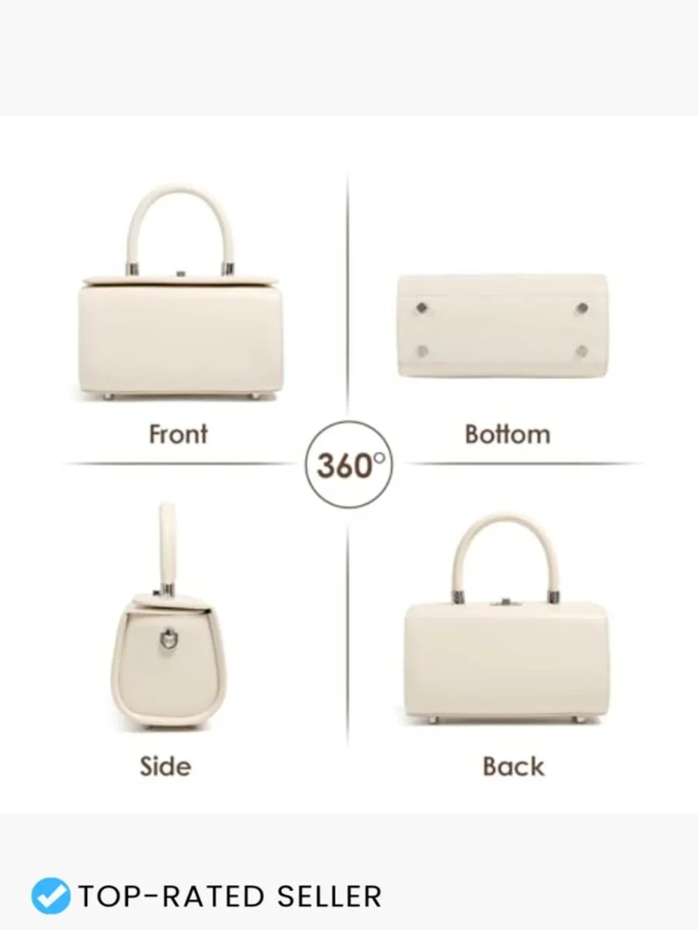 Structured Leather Crossbody Bag Dual Straps Work Tote Minimalist Women's Purse